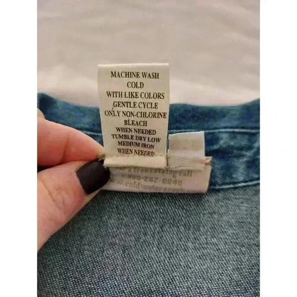 Coldwater Creek Denim Jacket Large Embroidered Flowers Cotton MEDIUM - Picture 5 of 7